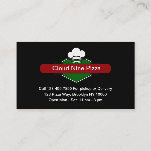 Cool Pizza Italian Restaurant Business Cards (Front)