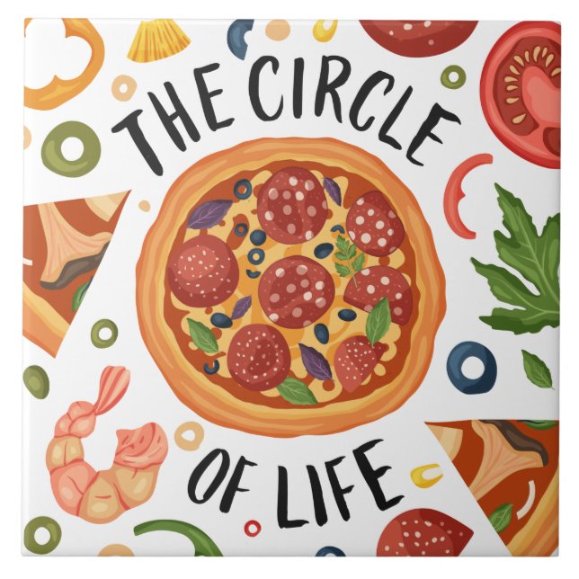 cool pizza lovers graphics and word art ceramic ti tile (Front)