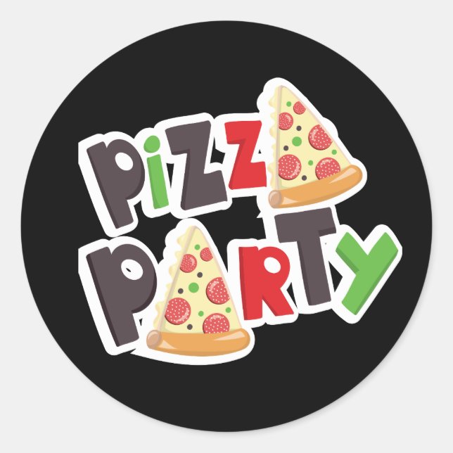 Cool pizza party word art classic round sticker (Front)