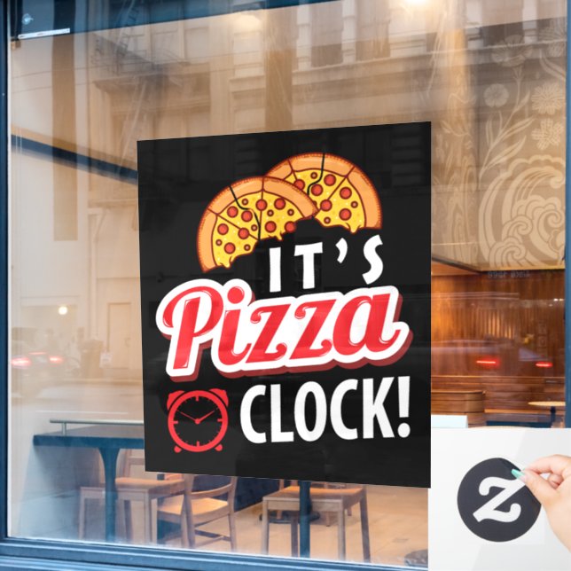 cool pizza shop word art Business Window Cling (Cafe Window)