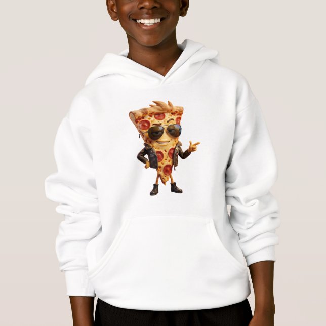 Cool Pizza Slice Mascot in Leather Jacket Art (Front)