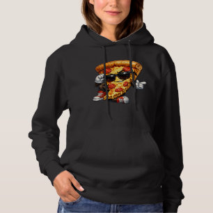 Cool Pizza Slice Mascot with Sunglasses Art Hoodie