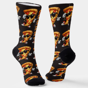 Cool Pizza Slice Mascot with Sunglasses Art Socks