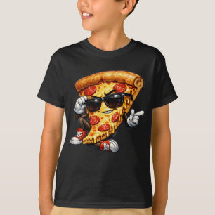 Cool Pizza Slice Mascot with Sunglasses Art T-Shirt