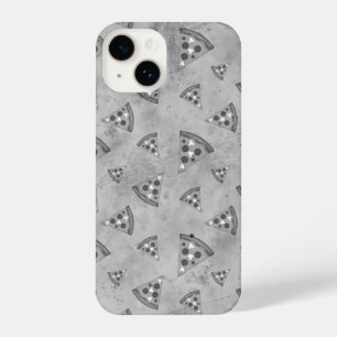 Cool pizza slices vintage black white gray pattern iPhone 14 case