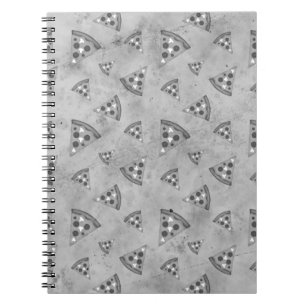 Cool pizza slices vintage black white grey pattern notebook