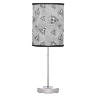 Cool pizza slices vintage black white grey pattern table lamp