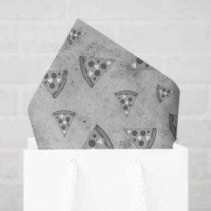 Cool pizza slices vintage black white grey pattern tissue paper