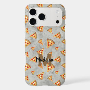 Cool pizza slices vintage grey pattern Monogram