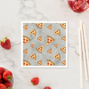 Cool pizza slices vintage grey pattern napkin