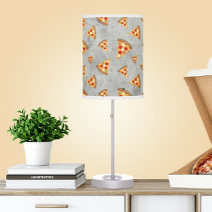 Cool pizza slices vintage grey pattern table lamp