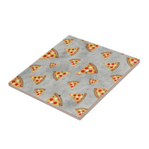 Cool pizza slices vintage grey pattern tile