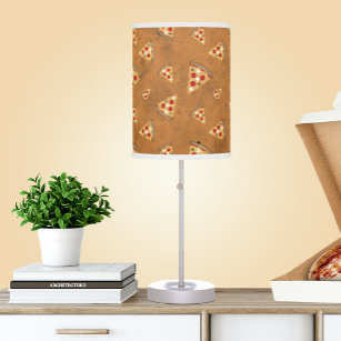 Cool pizza slices vintage orange brown pattern table lamp