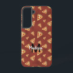 Cool pizza slices vintage red pattern Monogram Samsung Galaxy Case<br><div class="desc">Personalize phone accessory with your initial and name. Cool and fun pizza slices pattern on red. Juicy vector made pizza with crunchy crust,  cheese,  salami,  champignon mushrooms,  olives and a sprinkle of oregano.</div>