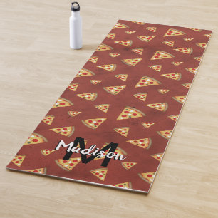 Cool pizza slices vintage red pattern Monogram Yoga Mat