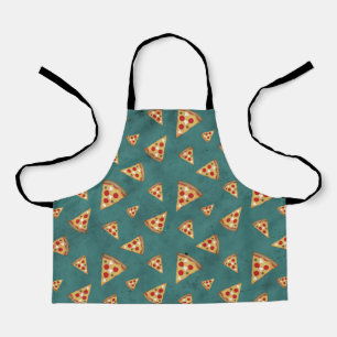Cool pizza slices vintage teal pattern apron