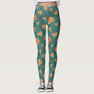 Cool pizza slices vintage teal pattern leggings