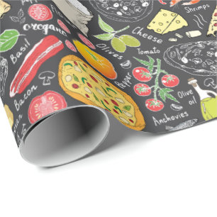 cool pizza tiled party pattern wrapping paper