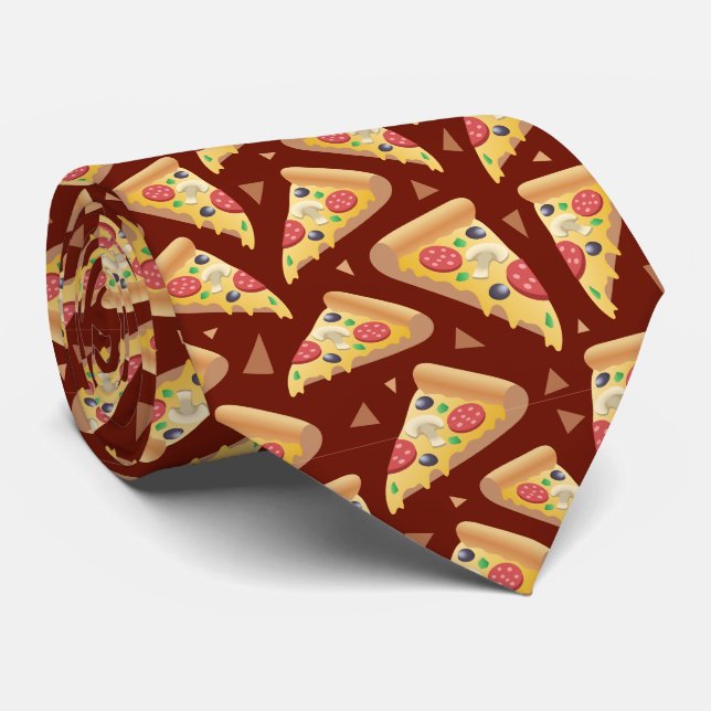 cool pizza tiled pattern  tie (Rolled)