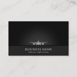 Cool Plane Silhouette Landing on Tarmac Aviation Business Card