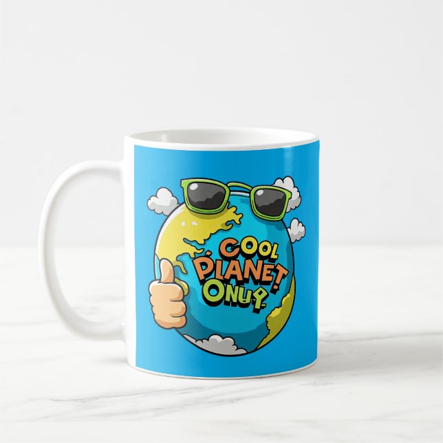 Cool Planet Coffee Mug Fun Earth Cartoon Eco Gift  (Left)