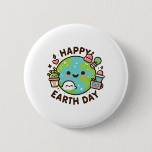Cool Planet Earth Day Birthday Saying Happy Earth 2 Inch Round Button