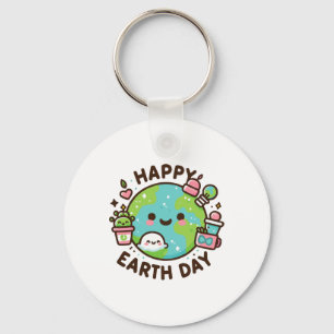 Cool Planet Earth Day Birthday Saying Happy Earth Keychain