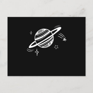 Cool Planet Saturn Orbit Drawing Outer Space Galax Postcard