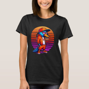 Cool Platypus Modern Urban Style Sunset Retro Art T-Shirt