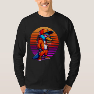 Cool Platypus Modern Urban Style Sunset Retro Art T-Shirt