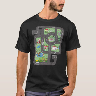 Cool Play Mat Race Car Track On Dad with Dinosaurs T-Shirt