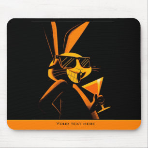 Cool Playful Retro Poster Rabbit Nightclub Mood  Mouse Pad