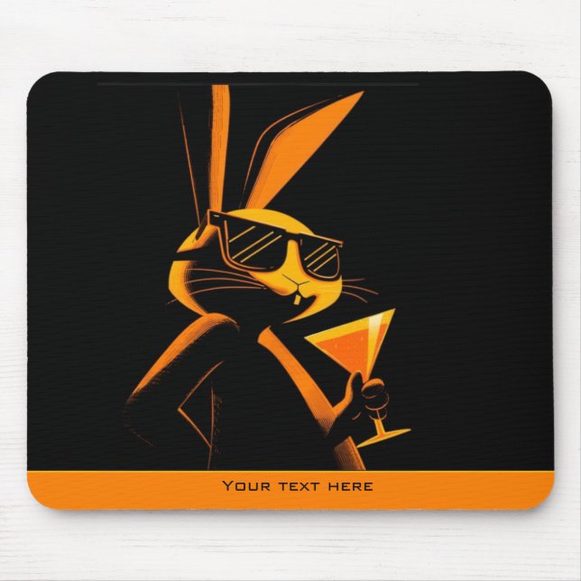 Cool Playful Retro Poster Rabbit Nightclub Mood  Mouse Pad (Front)