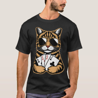 Cool Poker Cat With Sunglasses Playing T-Shirt