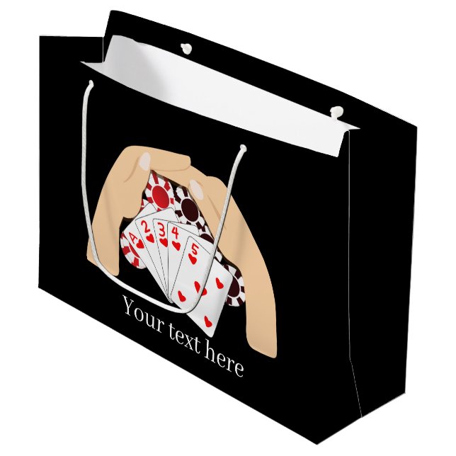 cool poker night add text casino large gift bag (Front Angled)