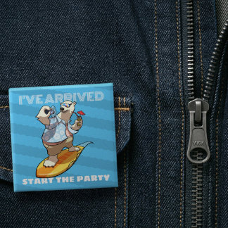 Cool Polar Bear Party Accessory Surfing Artwork 2 Inch Square Button