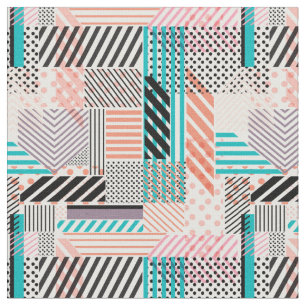 Cool Polka Dots and Stripes Retro Abstract Fabric