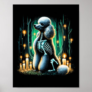 Cool Poodle Dog Skeleton Halloween Dog Mom Dad Chr Poster