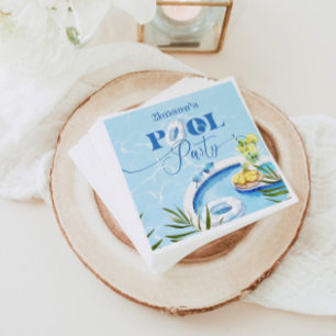 Cool pool birthday party blue swimming pool napkin