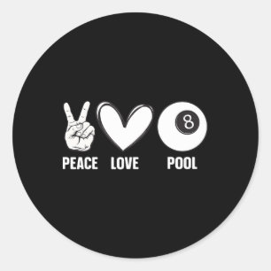 Cool Pool Design For Men Women Billiards 8 Ball Po Classic Round Sticker