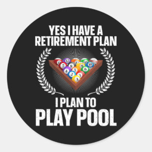 Cool Pool Design For Men Women Billiards Lover Poo Classic Round Sticker