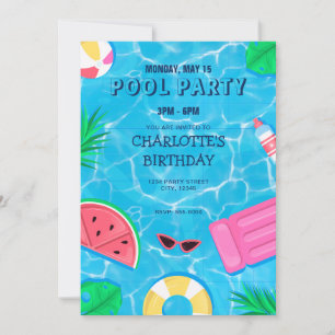 Cool Pool Party   Nage Invitation d'anniversaire