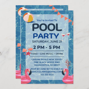 Cool Pool Party   Nage Invitation d'anniversaire
