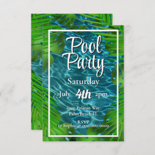 Cool Pool Party palm leaves  Invitation