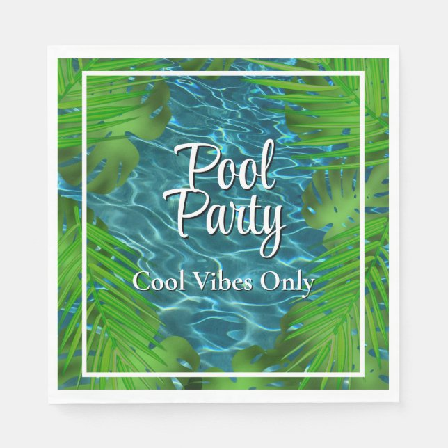 Cool Pool Party palm leaves  Napkin (Front)