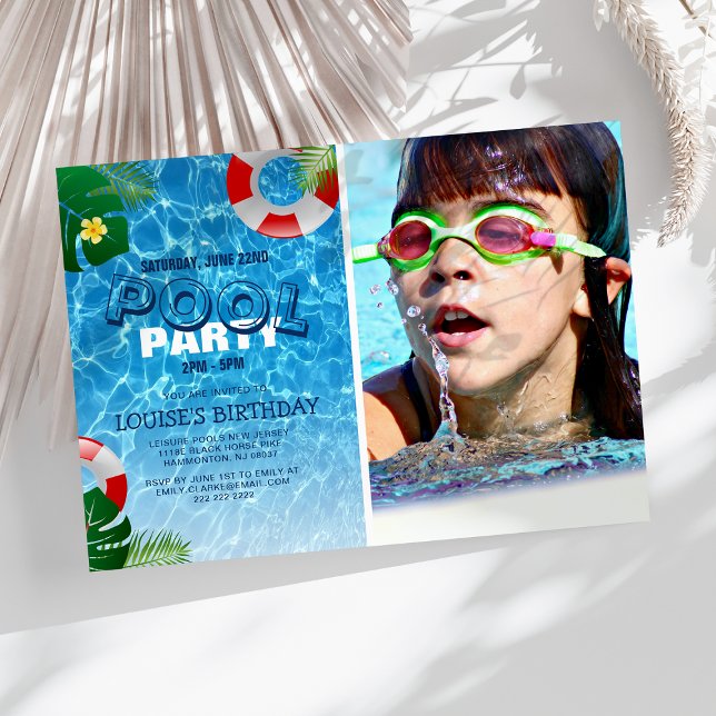 Cool Pool Party Photo | Swimming Birthday Invitation (Creator Uploaded)
