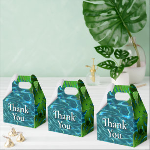 Cool Pool Party vibes water palm leaves Favor Box