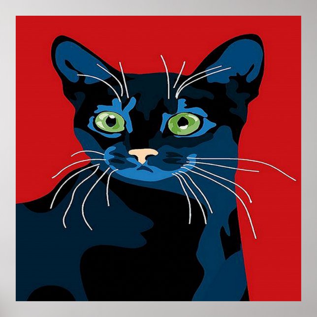 Cool pop art cat home office poster (Front)