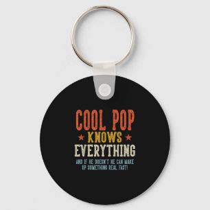 Cool pop knows everything father's day retro keychain