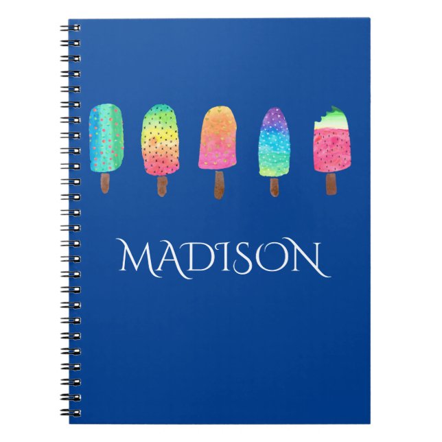 Cool Popsicles Deep Blue Custom School Notebook (Front)